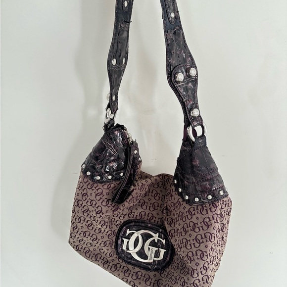 Guess Handbags - Guess Purple Monogram Shoulder Bag